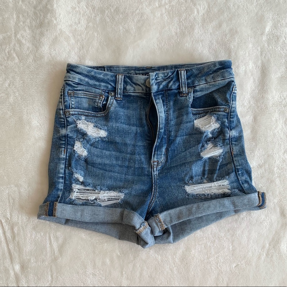 American Eagle High Waisted Distressed Jean Shorts
